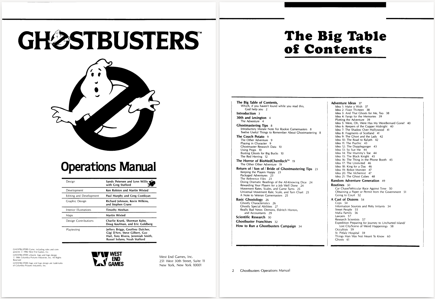 Ghostbusters Operations manual summary